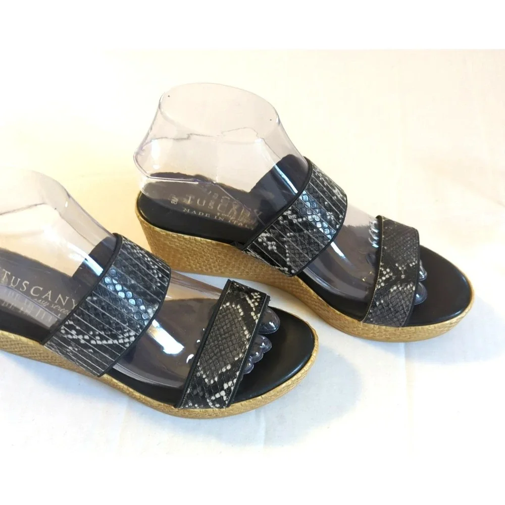 Tuscany by Easy Street Sandals Women 8M Snake Skin Print Espadrille Easy Chic